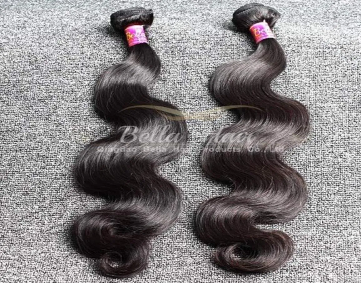 bella hår 8a brasiliansk kroppsvåg hår väver oprocessd brasilianskt mänskligt hår 2 st mycket naturligt svart hårförlängningar1490858