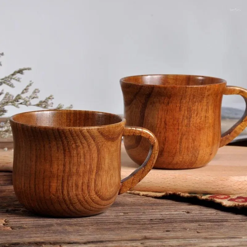 Becher 130 ml Holz Massivholz Tasse mit Griff Sauer Jujube Wasser Tee Trompete für Küche Wohnzimmer