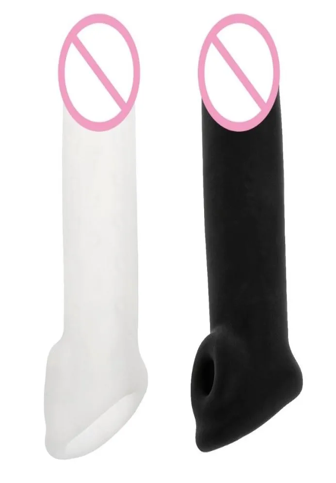 Big Penis Extender förstorare penis mantel kuk förstärkare boll stretch hylsa omkrets svart vit 16x4 cm 2104088186179