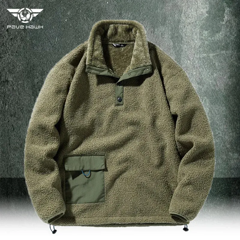 Mens Lamb Velvet Jacket Plus Thickened Teddy Men Fleece Pullover Winter Warm Tactical Military Coat 240102