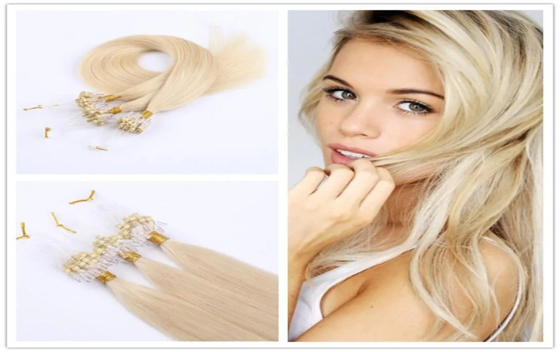 Extensions de cheveux en boucle 100pcs / paquet soyeux droits brésiliens cheveux humains micro anneau liens extensions de cheveux 1685973