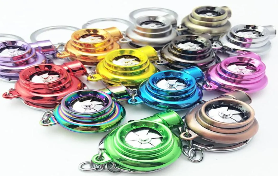 Keychains Mini Turbo Turbocharger Keychain Spinning Turbine Key Chain Ring Keyring Keyfob Car Interior Gifts Accessories9482162