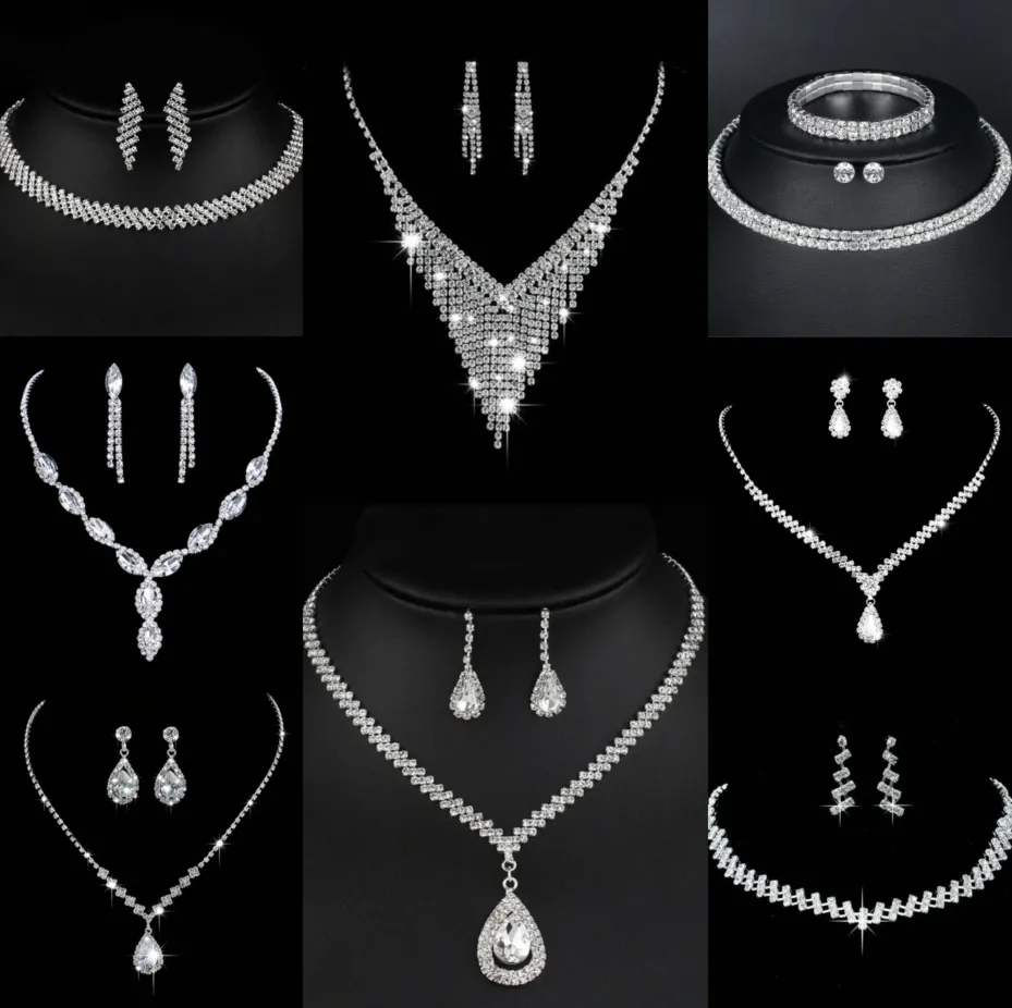 Waardevolle Lab Diamond Jewelry set Sterling zilveren bruiloft ketting oorbellen voor vrouwen bruidsverlovingssieraden cadeau