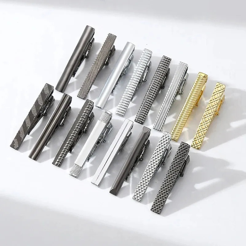 Metall Silver Color Tie Clip for Men Wedding Slips Tie CLAP CLIP Gentleman Ties Bar Crystal Tie Pin For Men's Accessories 231229