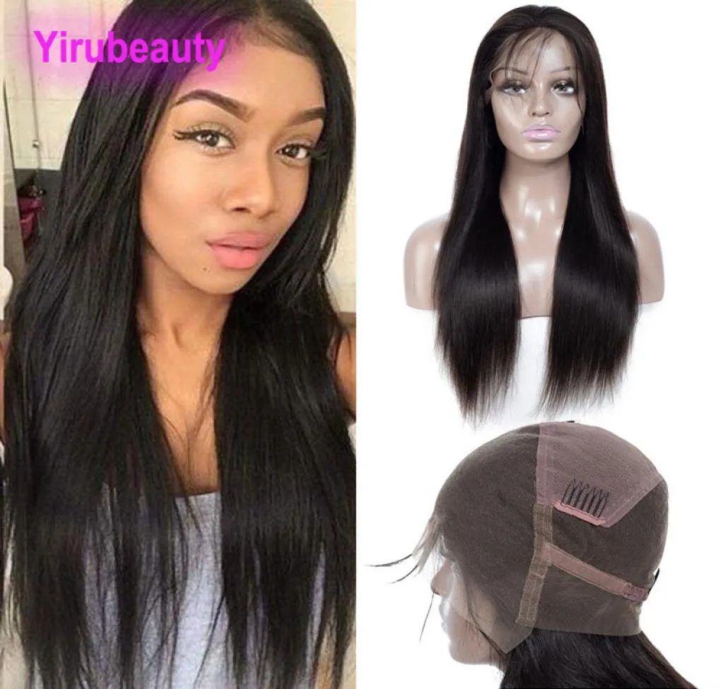 Brazilian Unprocessed Human Hair 9A Full Lace Wigs 150 Straight Virgin Hair Lace Wig With Baby Hairs Pre Plucked Natural Color5208038