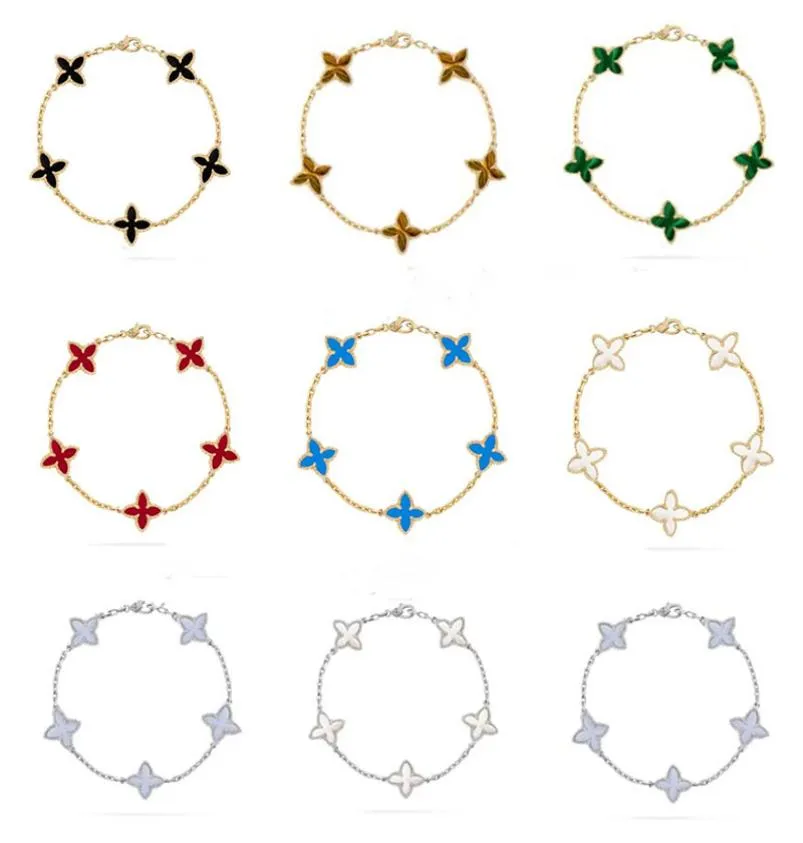 럭셔리 디자이너 매력 팔찌 4 4 잎 우아한 패션 브랜드 18K 골드 실버 마노 쉘 어머니 진주 여자 여자 생일 1839277