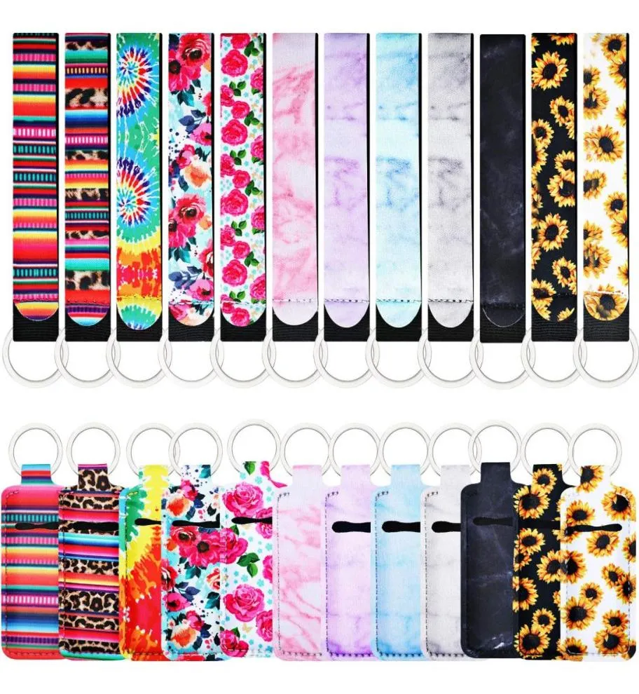 24 stuks Chapstick sleutelhangerhouders set met schoudertasje Lanyards Lippenstifthouder Sleeve Pouch Lippenbalsemhouder voor Chapstick4993477