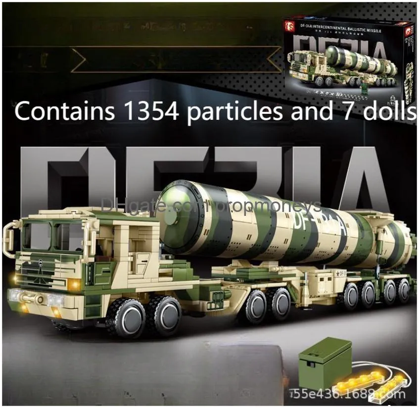 Blokken Militaire serie bouwstenen Dongfeng 21D tracking raketwerper model assemblagespeelgoed
