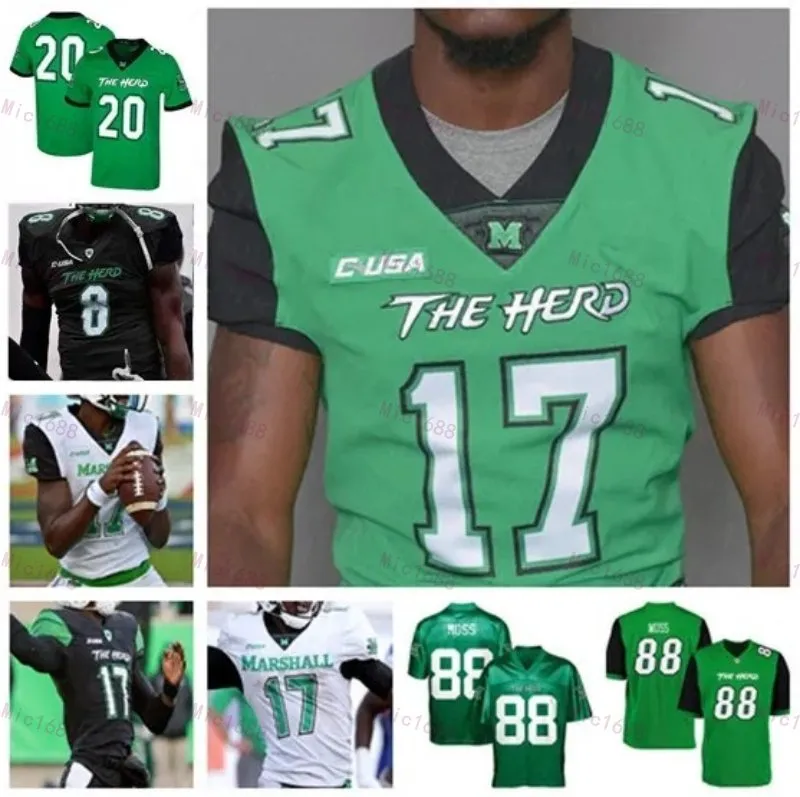 College Marshall Thundering Herd Camisas de futebol Henry Colombi Cam Fancher Khalan Laborn Ethan Payne A.J. Turner Corey Gammage Caleb McMillan Talik Keaton