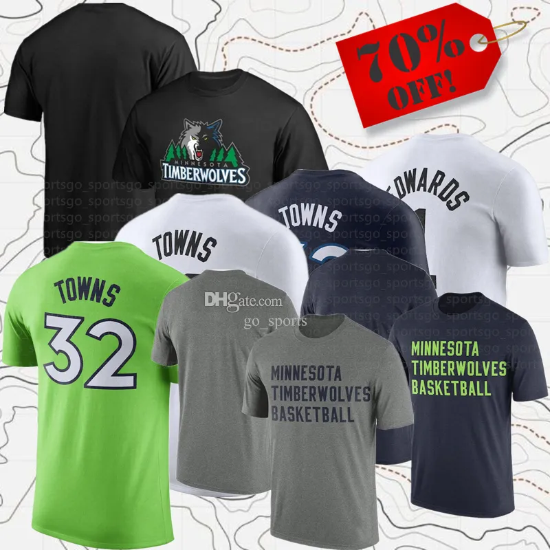 Uomo Donna Tifosi di marca Camicie da basket 32 Karl Towns 1 Edwards Minnesotas Tops T-shirt per adulti Lady Sport T-shirt a maniche corte American Street Abbigliamento casual