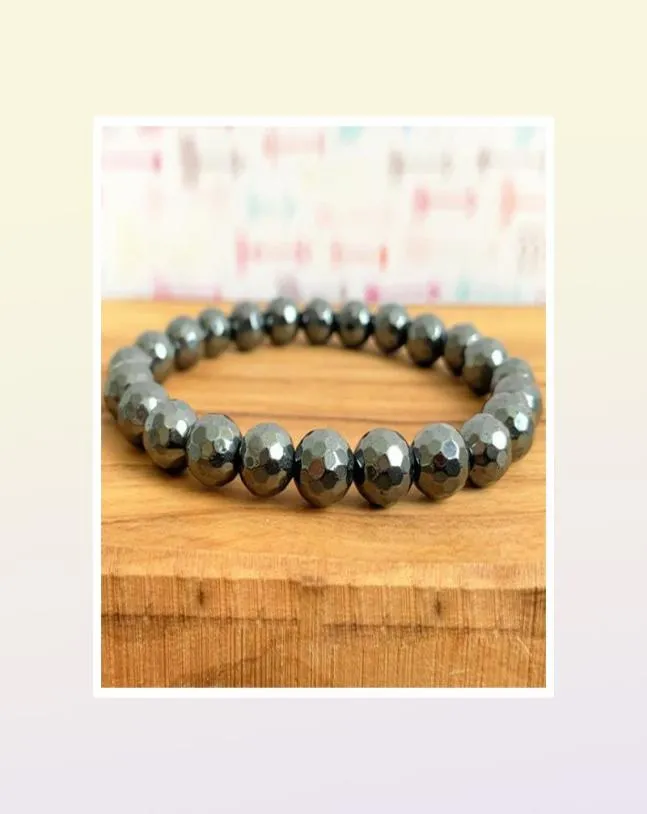 MG1210 Bracciale Mala da polso in ematite sfaccettata alla moda Bracciale Mala da polso con protezione psichica Bracciale con perline di fiducia in se stessi Gioielli77017863145151