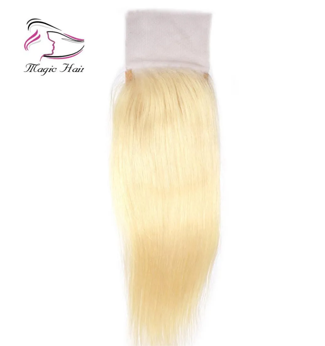 Evermagic 8A 613 Blond spetsstängning Malaysisk peruansk brasiliansk jungfrulig mänsklig hår Silkeslen Straight 44 Stängning Mänskligt hår Extensio7778672