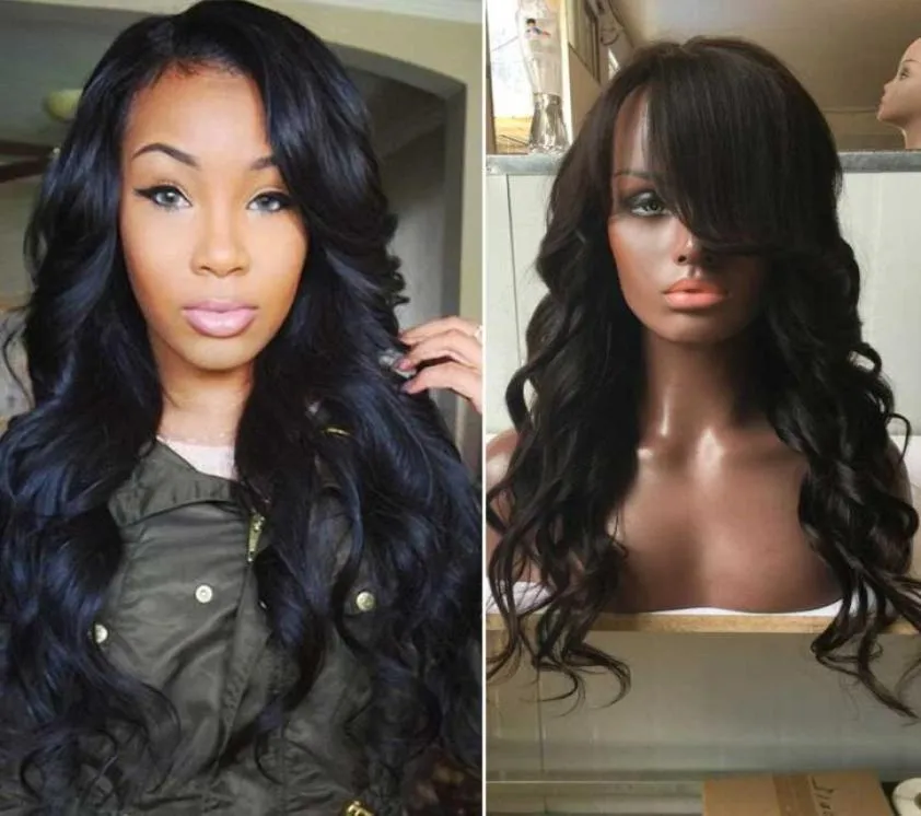 Side Bangs Brazilian Glueless Lace Wigs Human Hair Lace Front Wig With Baby Hair Bleached Knots2200391