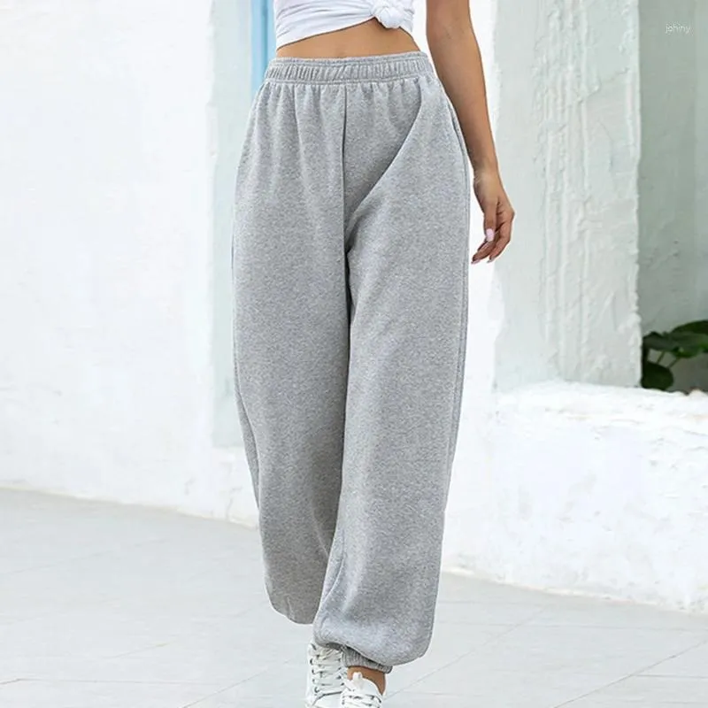 Pantaloni da donna Pantaloni da jogging larghi larghi grigi primaverili a gamba larga da donna Pantaloni a vita alta streetwear