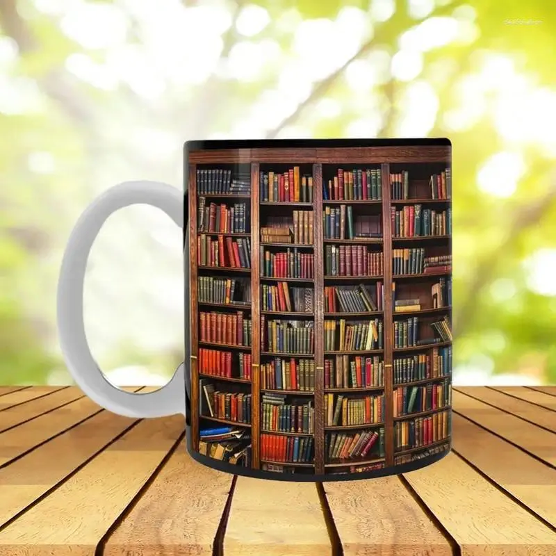 Tazze Tazza da scaffale 3D Tazza d'acqua in ceramica creativa con manico Libreria Spazio sugli scaffali Amanti dei libri Caffè Compleanno Regalo di Natale