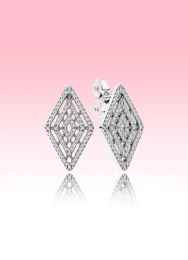 Authentique 925 Sterling Silver Stud Boucle d'oreille Femmes Bijoux de mariage pour P Lignes géométriques Boucles d'oreilles de luxe avec boîte originale7492761