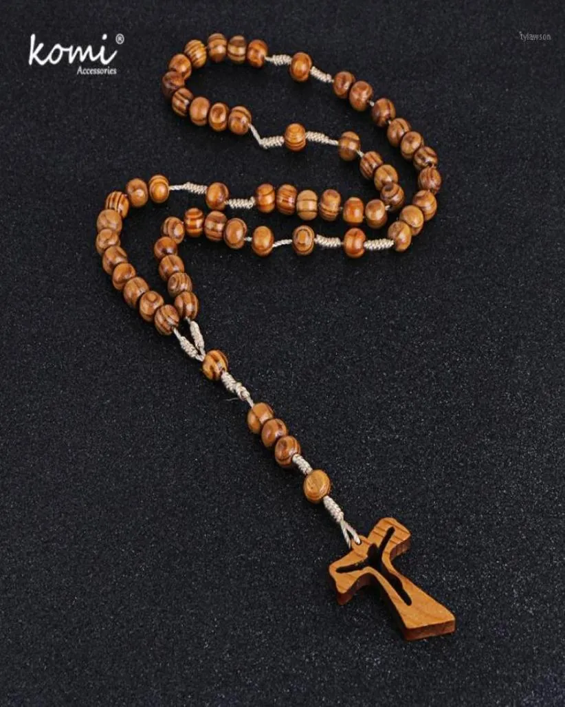 Pendanthalsband Komi Katolska Kristus Ortodoxa träpärlor ihåliga halsband för kvinnor män religiösa Jesus Rosary smycken gåva R-00412921279