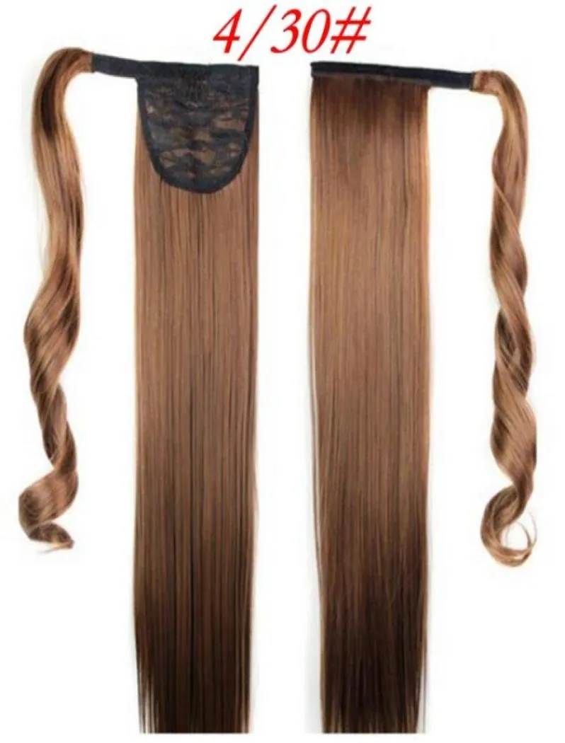 Cavalinha 60cm longo clipe reto na cauda do cabelo falso rabo de cavalo peruca com grampos de cabelo sintético pônei cauda extensões de cabelo 4577018