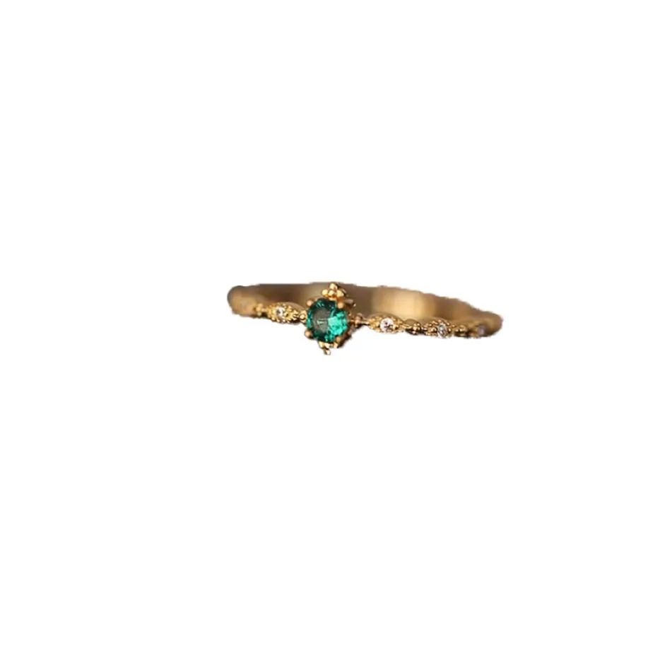 925 Sterling Silber Mode Schwanz Ring Frauen Überzug 14 k Gold Einfaches Design Eingelegte Smaragde Hochzeit Schmuck Zubehör276V4669099