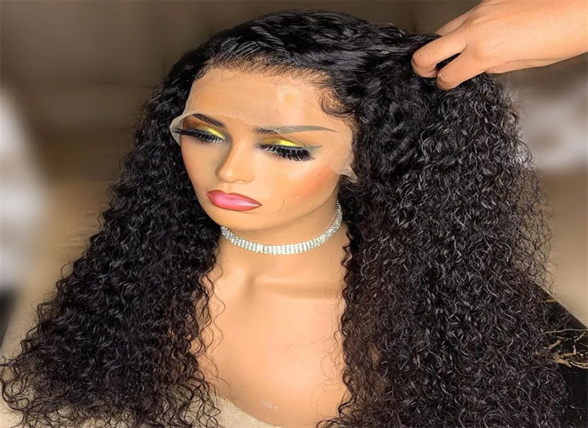 Long Kinky Curly Hair 360 lace Synthetic Lace Front Wig for Black Women 13x4 Lace Front Wig Gluless Heat Resistant Natural Hairlin3908741