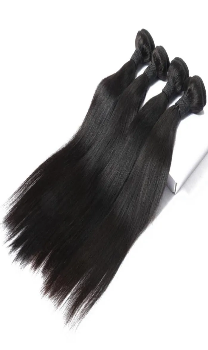 Elibess cabelo Jet Black Trama de Cabelo Humano 8A Onda Reta 100gpcs 3 Bundleslot Cabelo Humano Weave8655190