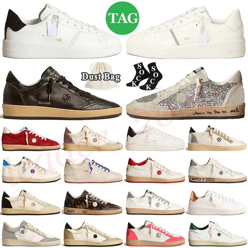 Femmes Hommes Designer Ball Star Casual Chaussures Plat Vintage Basket-ball Baskets En Daim Supérieur Crackle Cuir Argent Glitter Skateboard Plate-forme Baskets De Sport