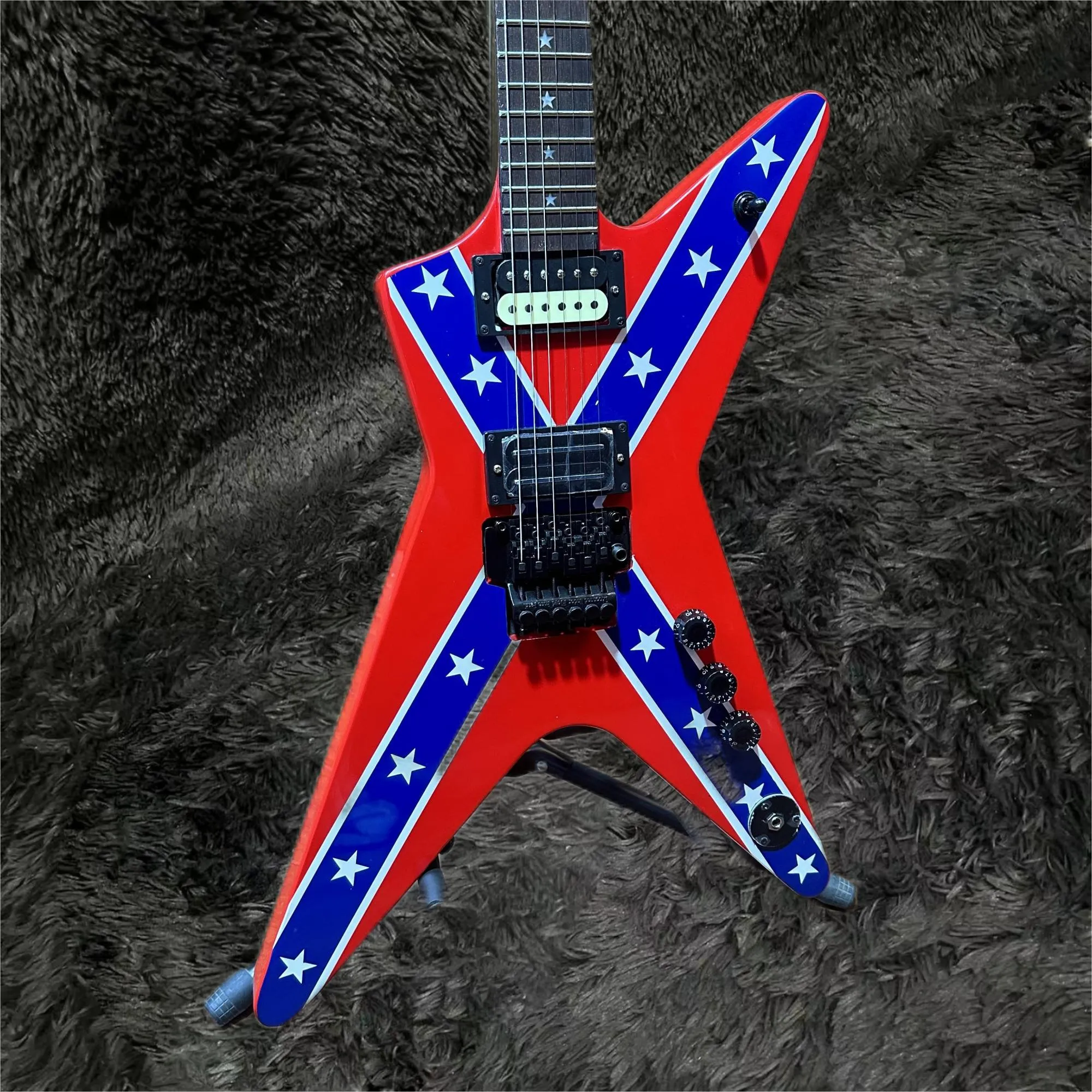 Hot Sell Sell Good Quality OEM DIME Bag Electric Guitar Flag Top Solid Wood Black Hardware Glossy Finish Free Delivery Musical Instruments