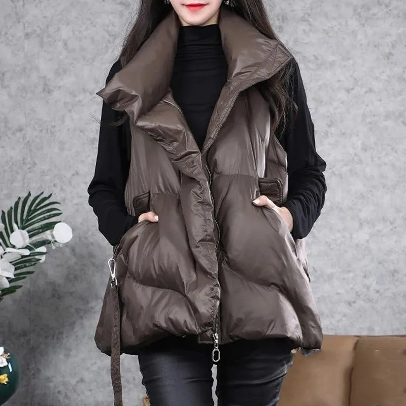 Parkas Winter Thicken Women Vest Korean Loose Warm Puffer Waistcoat For Women 2023 New Winter Sleeveless Jacket Female