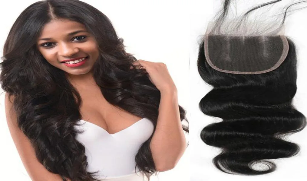 Top Lace Closure Natural Color Brazilian Human Hair 4X4 Lace Closures Body Straight with Original Virgin Human Hair 2301903