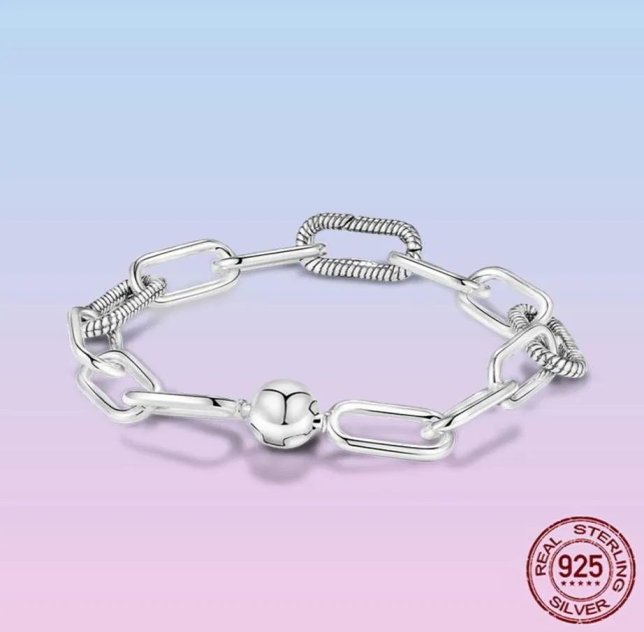 Me Pulsera de clip de papel de plata 925 Sterling Love Forever Pulseras de cadena aptas para mujeres Joyería Pulseira Lady Gift con caja original 1055836