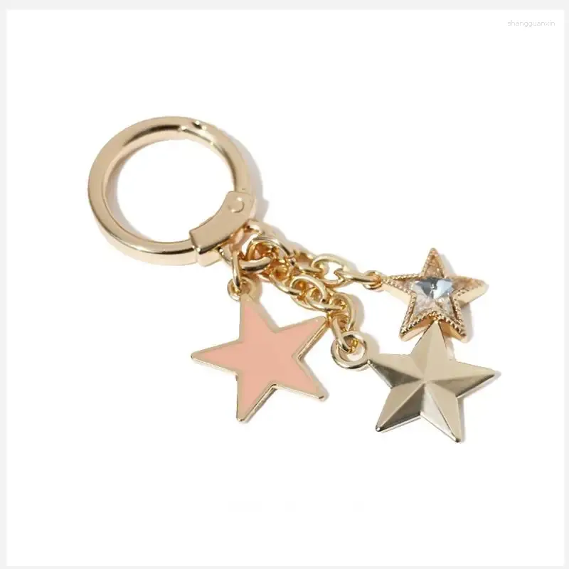 Keychains Luxury Star Gold Color Keychain for Women Trinket Ring Car Bag Pendent Charm X330