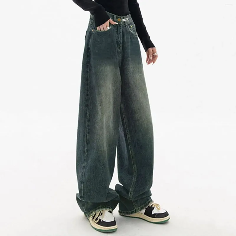 Jeans pour femmes Femmes Baggy Pantalon avec taille haute E Girl Style Streetwear Mode Vintage Denim Lâche Droite Loisirs