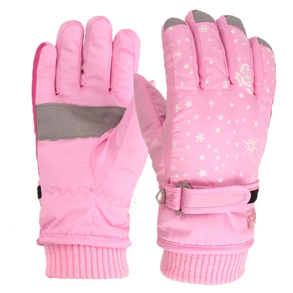 Gants de Ski thermiques enfants enfants hiver polaire imperméable chaud enfant Snowboard gants de neige 5 doigts pour Ski équitation mitaines 240102