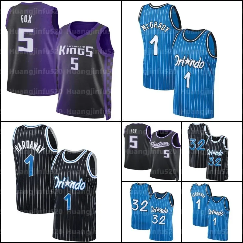 Niestandardowe męskie młodzież dzieci Deaaron 5 Fox Tracy 1 McGrady Penny Hardaway Basketball Jerseys Jersey Black Blue Purple White Retro