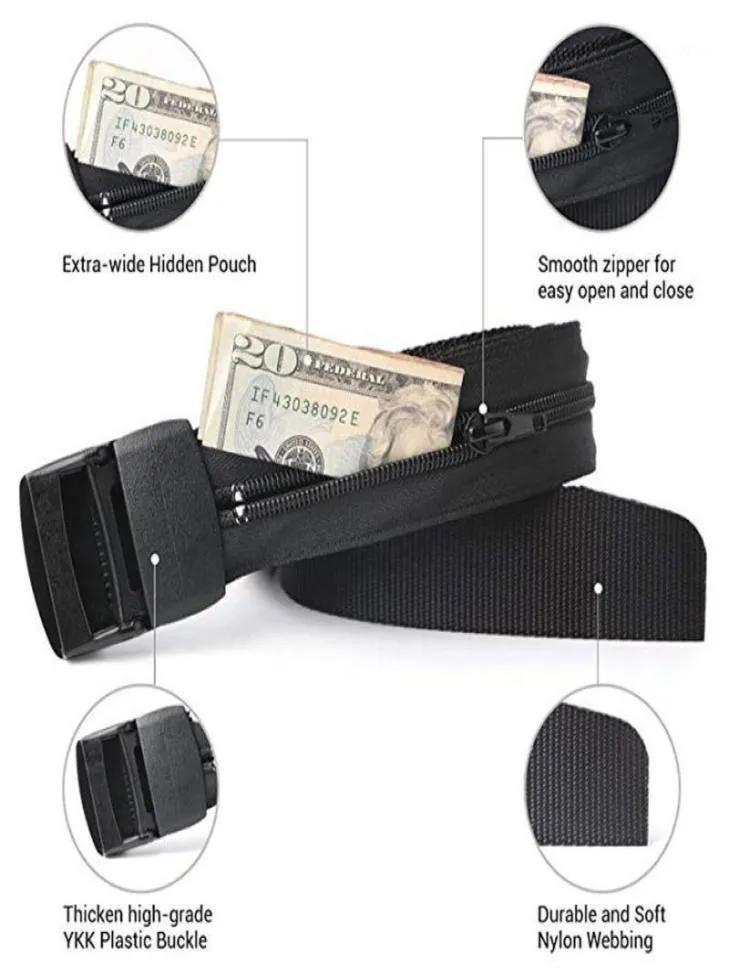 Belts Unisex Tactical Belt Top Quality Security Money Hidden Pocket Cashsafe AntiTheft Wallet Outdoor Men 120cm14583011