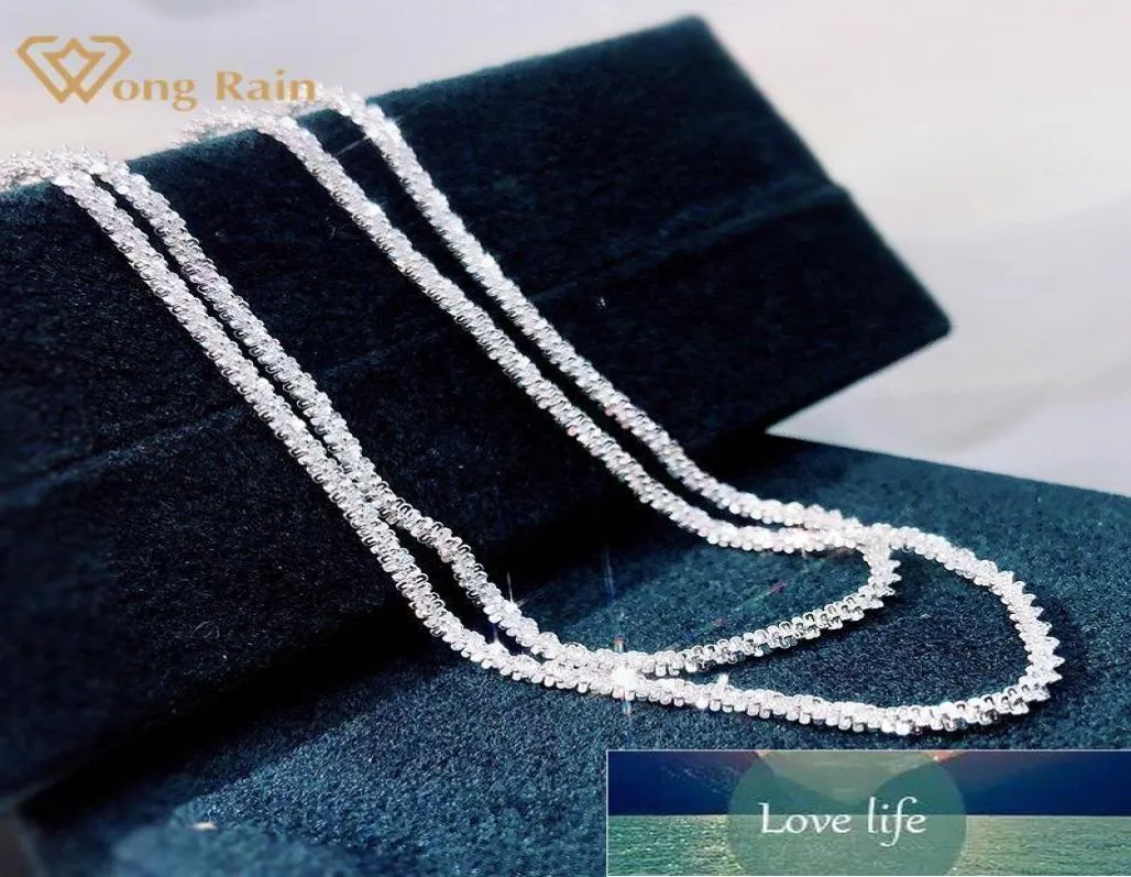 Wong Rain 925 Sterling Gümüş Yaratılan Moissanite Moda Lüks Beyaz Altın Unisex Çift Zincir Kolye İnce Mücevher Bütün Cha3171911