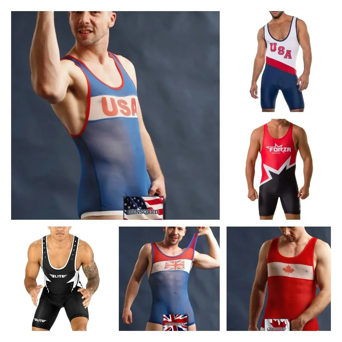 Ensemble Triathlon Usa Body Hommes Vêtements De Course Personnalisé Lutte Singlets Maillots De Bain De Boxe Fitness Skinsuit Sans Manches Vêtements De Gymnastique