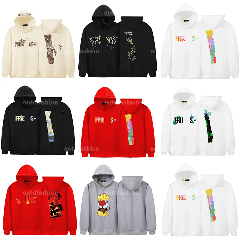 American High Street Cartoon Characters Line Printing Hooded Sweatshirt Female Fall and Winter Hip-hop Couple Loose Top Hoodie