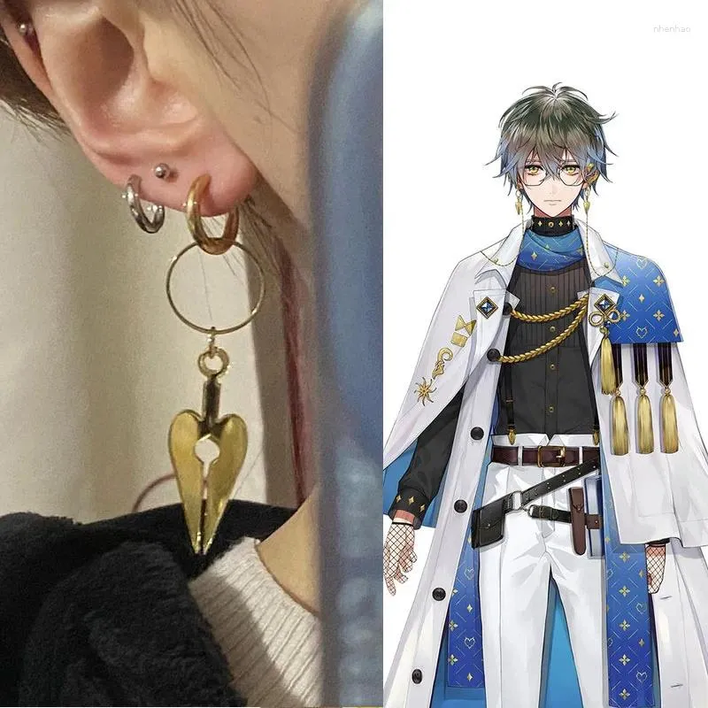 Boucles d'oreilles pendantes Anime VTuber Luxiem Ike Eveland Cospaly, accessoires bijoux femmes hommes boucle d'oreille amour pendentif Luxiemcosplay cadeau