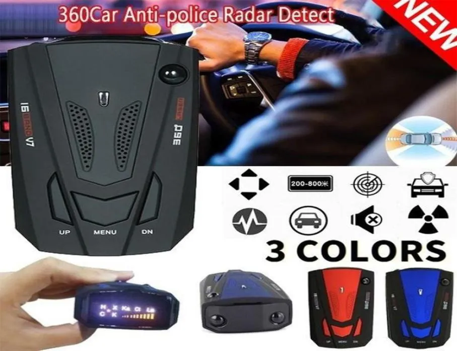 Car Detector 16 Band 360 Auto Speed Alarm System Anti GPS Camera Laser Detector with Voice Alert2748388
