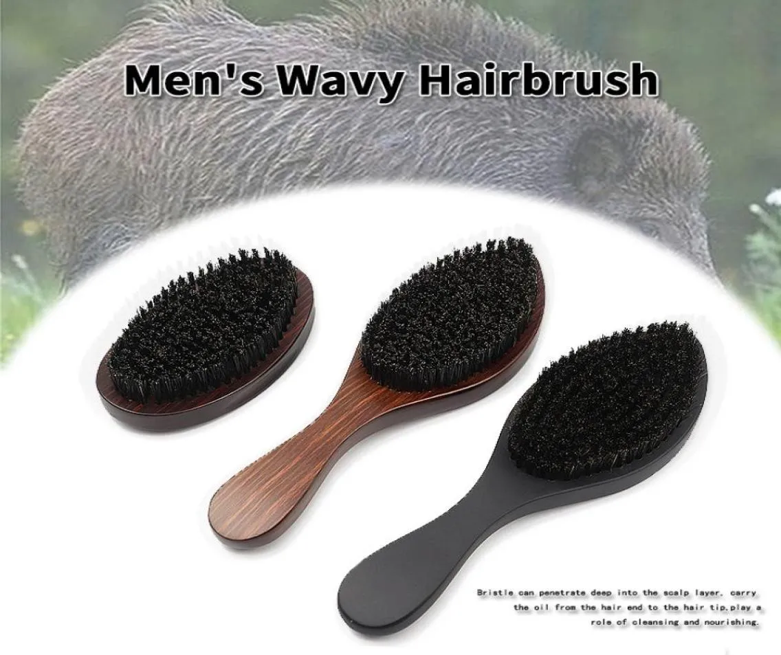 シニアピュアナチュラルイノシシ360男性用の波のヘアブラシフェイスマッサージ顔面髪の乾燥クリーニングブラシサロンスタイリングツール8370621