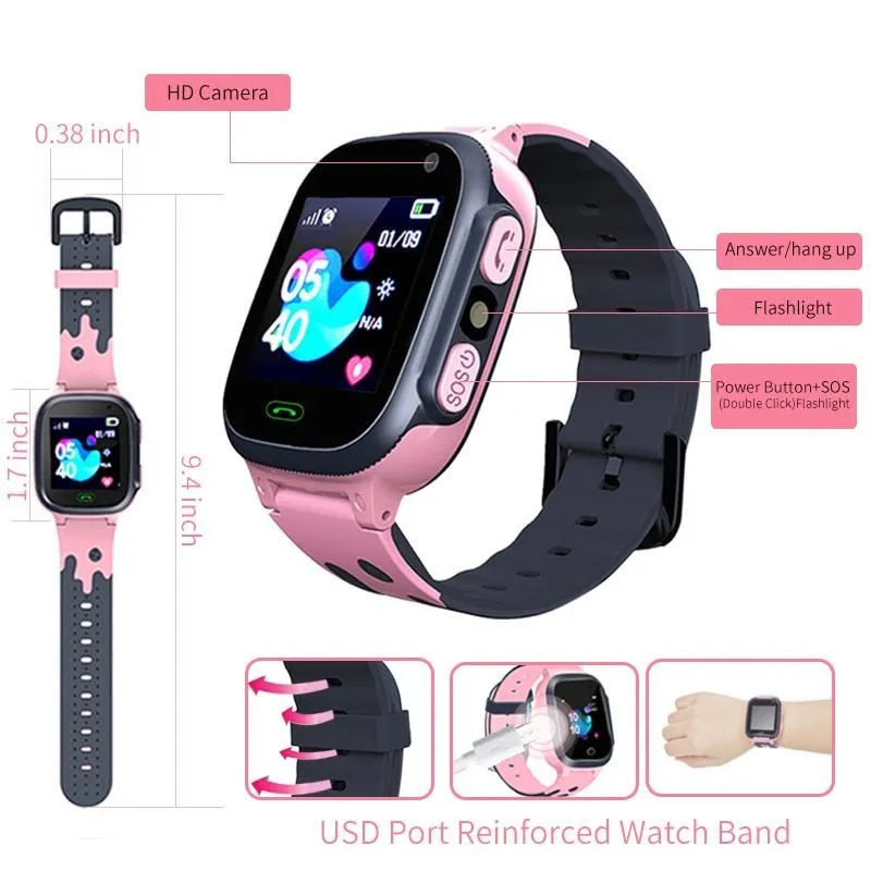 Kids Smart Watch GPS 트래커 SOS 모니터 포지션 포지션 GPS Baby Watch iOS Android 어린이 시계