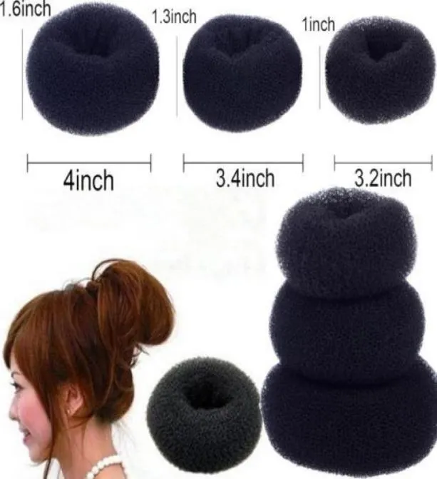 Anello per chignon Ciambella Shaper per capelli Styler Strumento per lo styling dei capelli Donut Magic Sponge Bun Ring Maker Ex er Black8829579