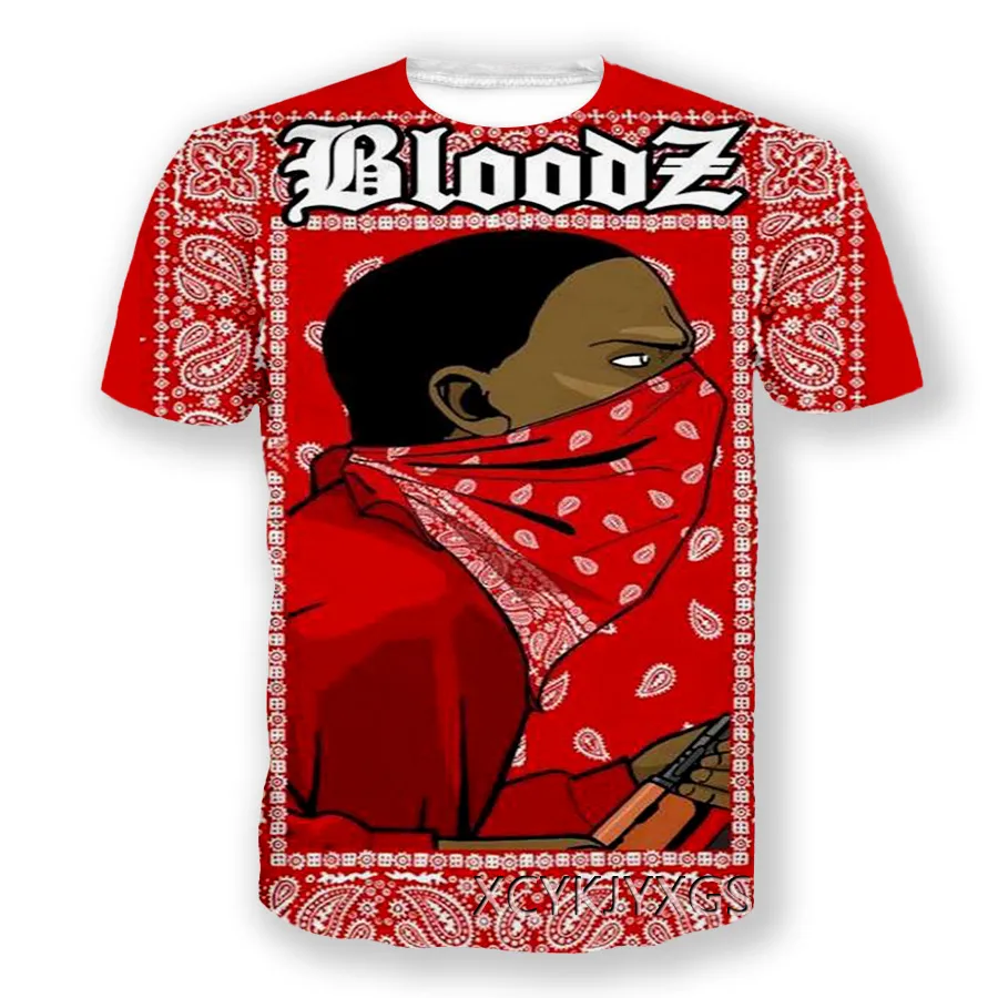 Hip Hop Sportwear Punk Casual Autumn Men Cool Print The Avatar The Blood Gang Bandana 3D T-Shirt 006