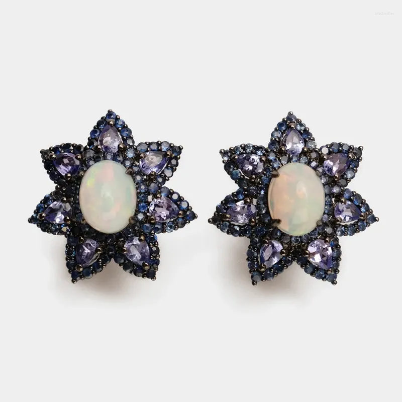 Studörhängen opal stjärna form lila zirkon