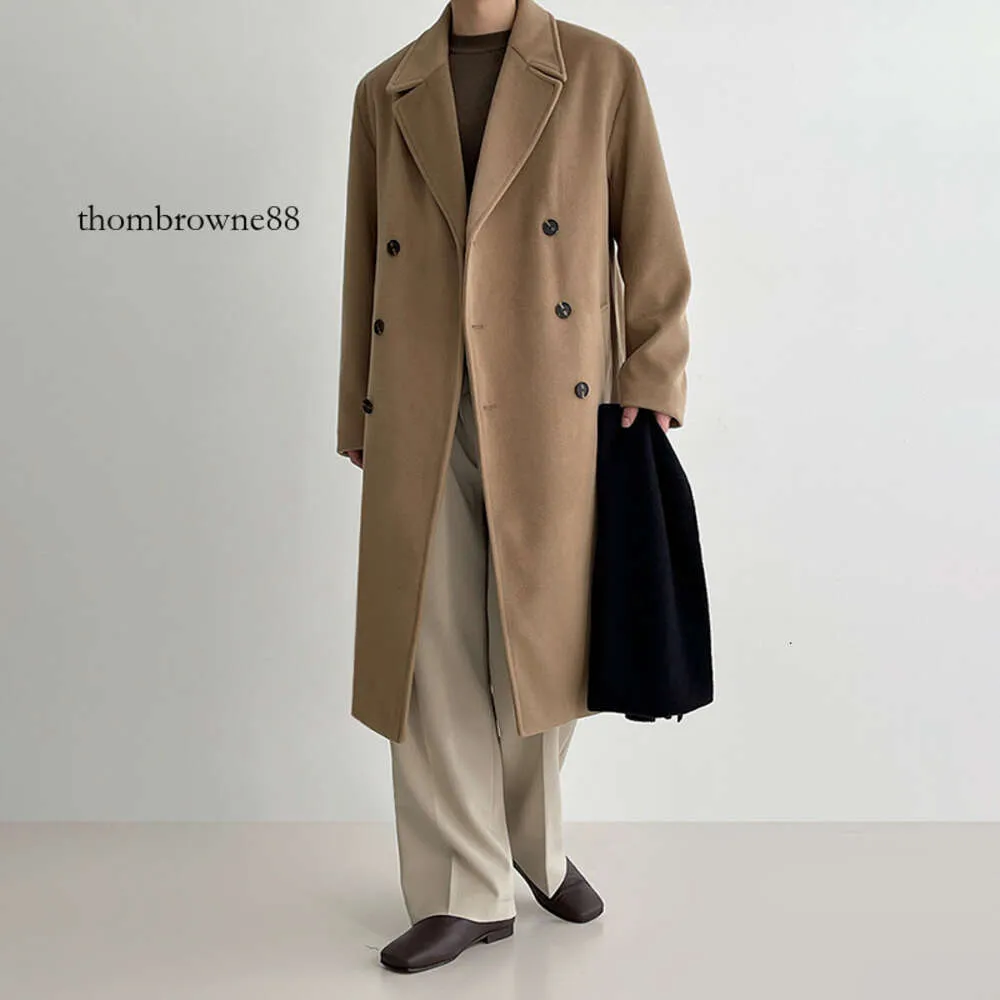 MYQ Men's Mid Length Autumn/winter Korean Version Loose and Premium Feel Thickened Windbreaker Woolen Coat