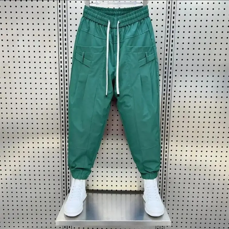 Pantalons pour hommes 2024 printemps et automne édition coréenne taille haute à lacets petits pieds personnalisés Ruffian beaux vêtements de travail décontractés