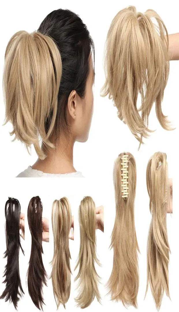 12quot pedaço de cabelo garra no rabo de cavalo grampo de cabelo sintético em extensões de cabelo peruca rabo de cavalo dobrável para women4621304