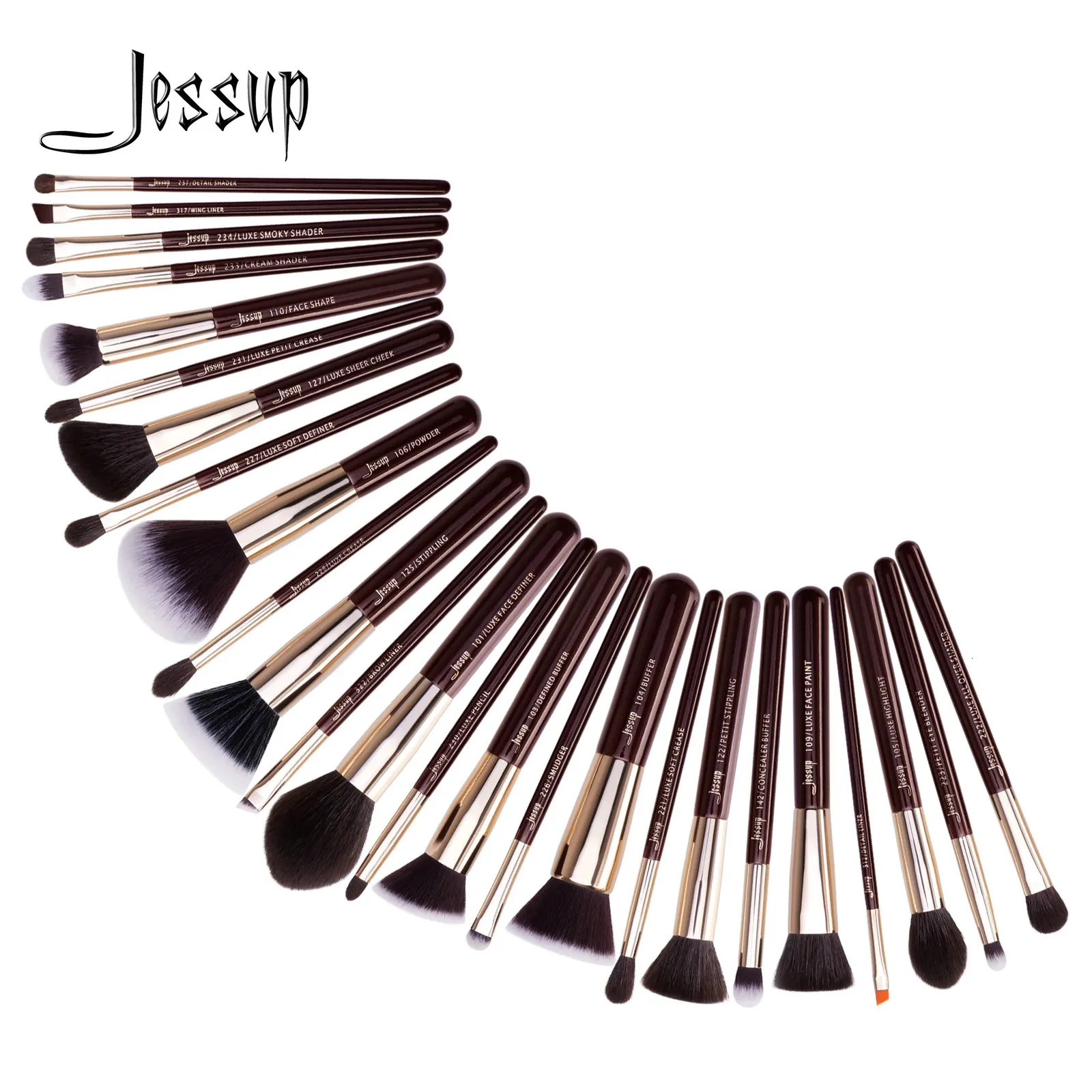 Jessup Make-up-Pinsel-Set, professionelles Make-up-Pinsel aus natürlichem Kunsthaar, Foundation, Puder, Kontur, Lidschatten, 25 Stück 240102