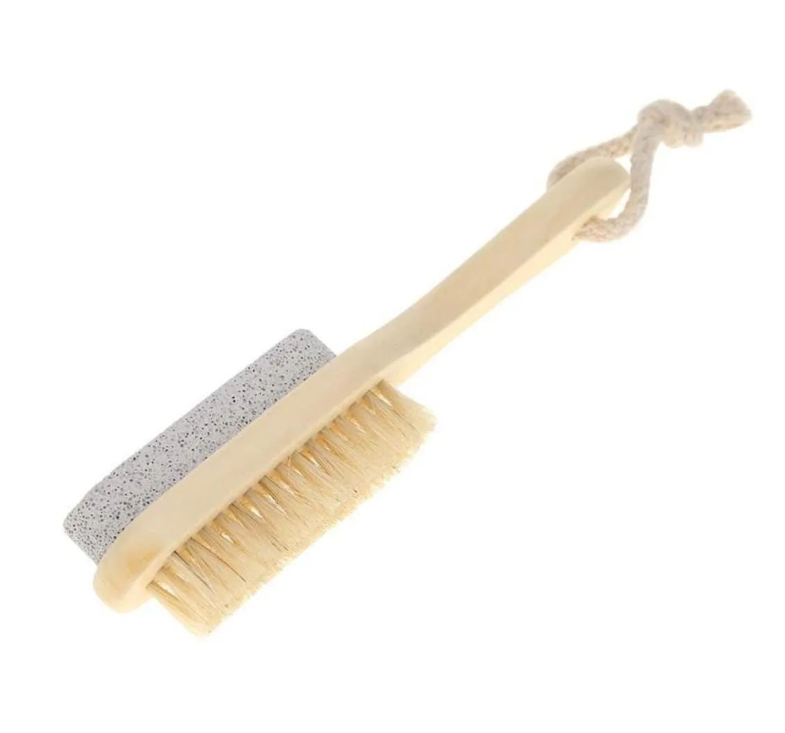 2022 Pumice Stone Foot Massage Brush Feet Exfoliating Remover Scrubber Tool Wooden Bath Shower Natural Handle Bristle4068068